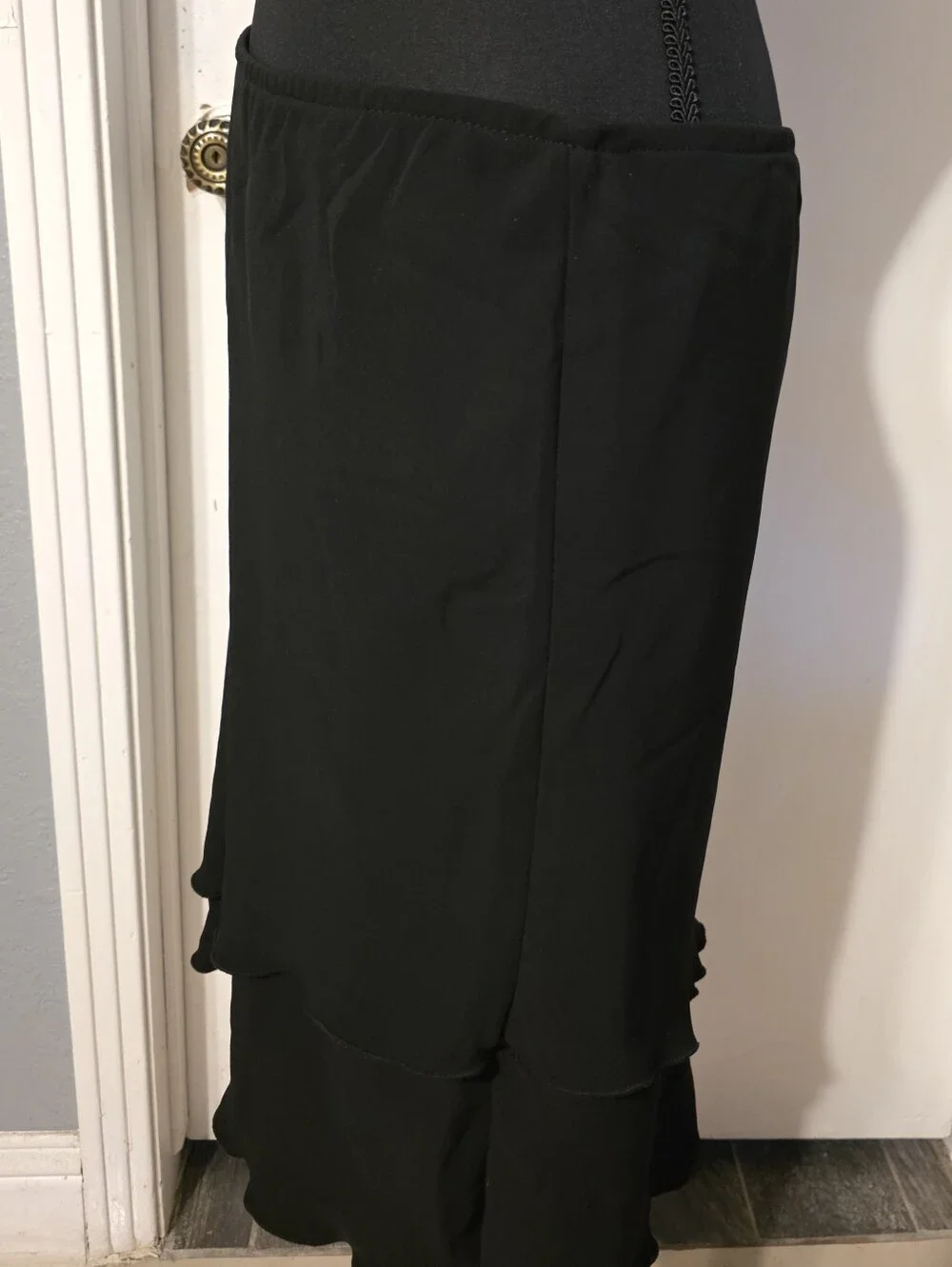 Black Layered Midi Skirt - Women